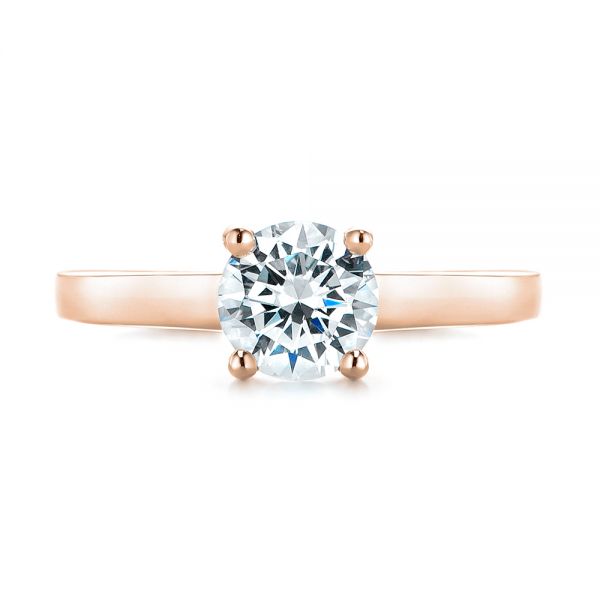18k Rose Gold 18k Rose Gold Solitaire Diamond Engagement Ring - Top View -  104174