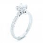 18k White Gold Solitaire Diamond Engagement Ring - Three-Quarter View -  102195 - Thumbnail