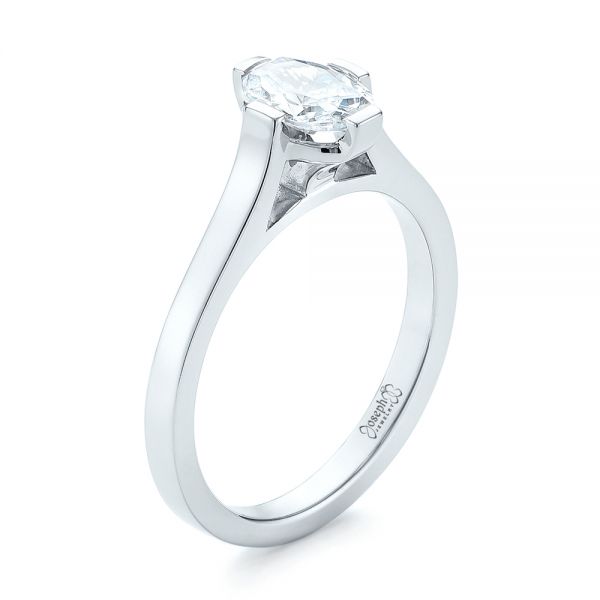 18k White Gold Solitaire Diamond Engagement Ring - Three-Quarter View -  103274