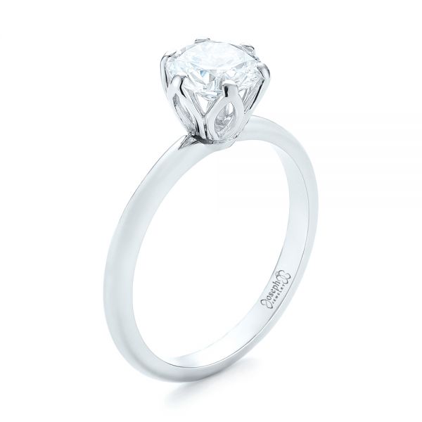 18k White Gold 18k White Gold Solitaire Diamond Engagement Ring - Three-Quarter View -  103296