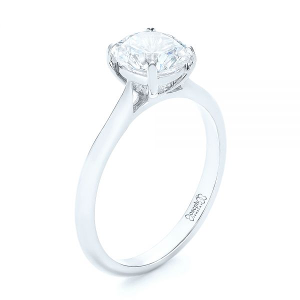 18k White Gold 18k White Gold Solitaire Diamond Engagement Ring - Three-Quarter View -  103297