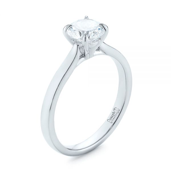 14k White Gold Solitaire Diamond Engagement Ring - Three-Quarter View -  104090