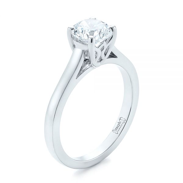 14k White Gold 14k White Gold Solitaire Diamond Engagement Ring - Three-Quarter View -  104116