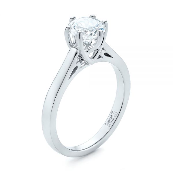 18k White Gold Solitaire Diamond Engagement Ring - Three-Quarter View -  104120