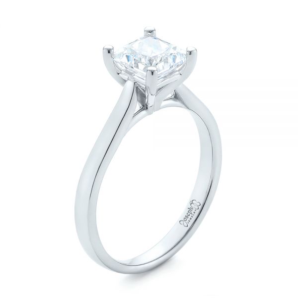 14k White Gold Solitaire Diamond Engagement Ring - Three-Quarter View -  104180