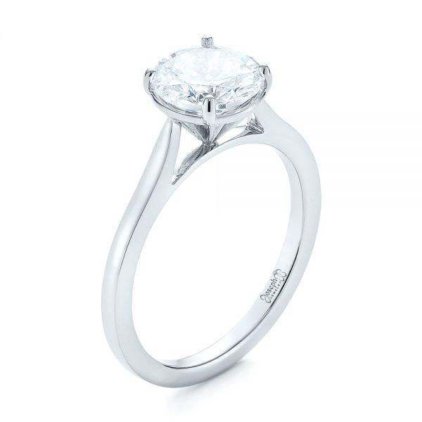 14k White Gold Solitaire Diamond Engagement Ring - Three-Quarter View -  104209