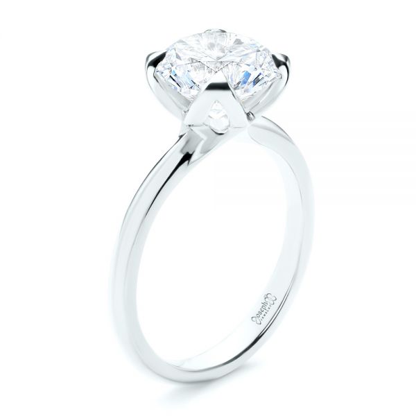 18k White Gold 18k White Gold Solitaire Diamond Engagement Ring - Three-Quarter View -  107132