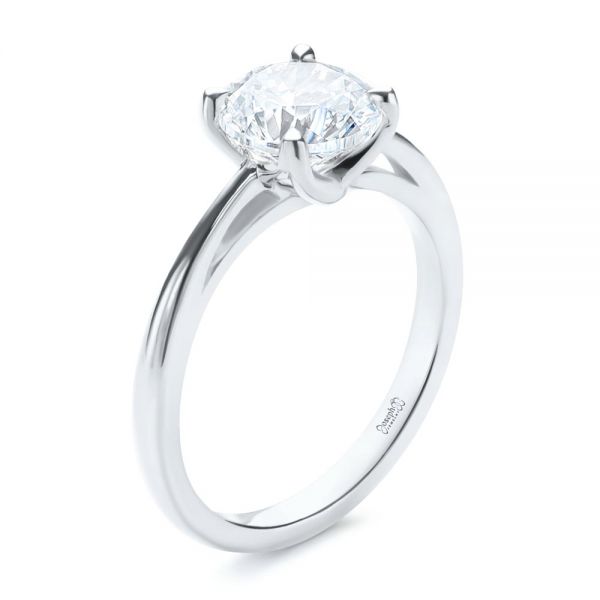 14k White Gold 14k White Gold Solitaire Diamond Engagement Ring - Three-Quarter View -  107133