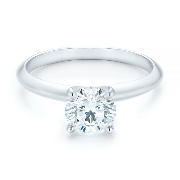 14k White Gold Solitaire Diamond Engagement Ring - Flat View -  103141