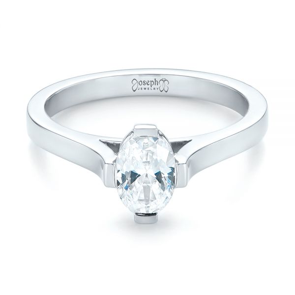 18k White Gold Solitaire Diamond Engagement Ring - Flat View -  103274