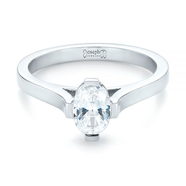 14k White Gold 14k White Gold Solitaire Diamond Engagement Ring - Flat View -  103274