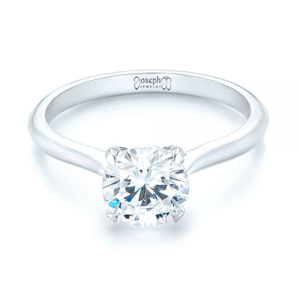 18k White Gold 18k White Gold Solitaire Diamond Engagement Ring - Flat View -  103297