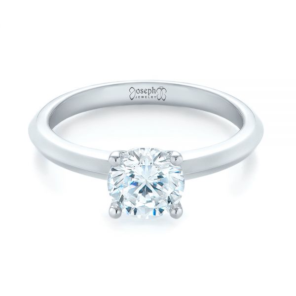 18k White Gold Solitaire Diamond Engagement Ring - Flat View -  103987