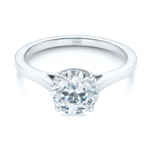 18k White Gold Solitaire Diamond Engagement Ring - Flat View -  104008