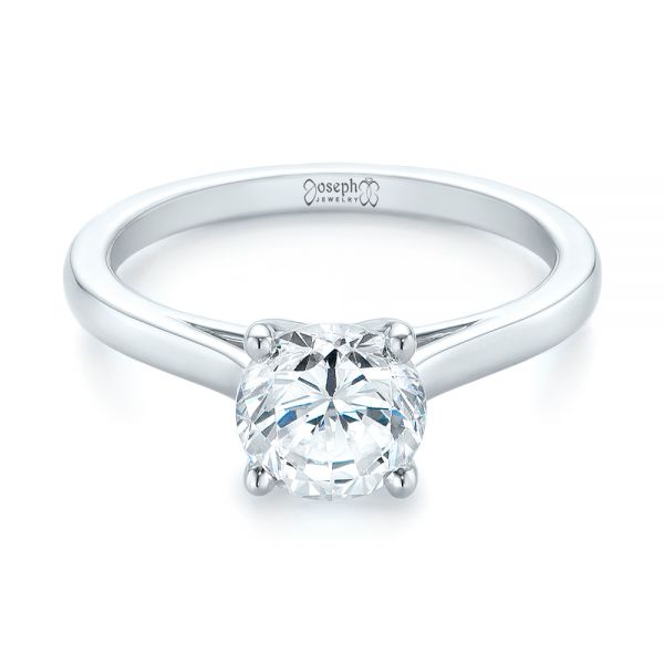 14k White Gold 14k White Gold Solitaire Diamond Engagement Ring - Flat View -  104087