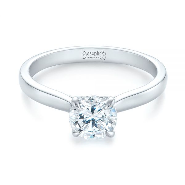 14k White Gold Solitaire Diamond Engagement Ring - Flat View -  104090