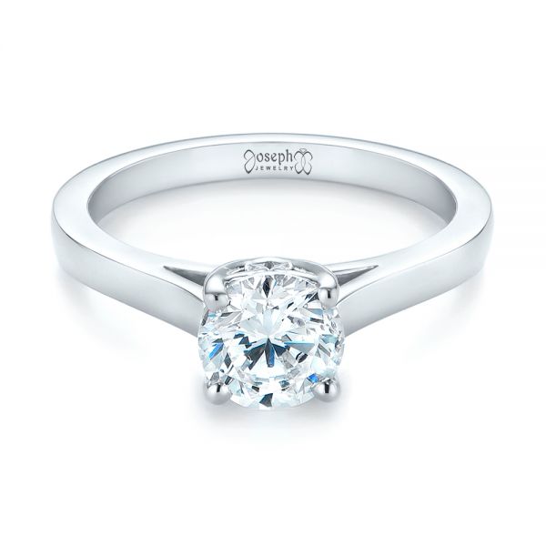 18k White Gold Solitaire Diamond Engagement Ring - Flat View -  104116