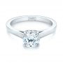 18k White Gold Solitaire Diamond Engagement Ring - Flat View -  104116 - Thumbnail