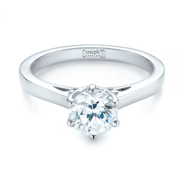 18k White Gold Solitaire Diamond Engagement Ring - Flat View -  104120