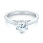 18k White Gold Solitaire Diamond Engagement Ring - Flat View -  104120 - Thumbnail