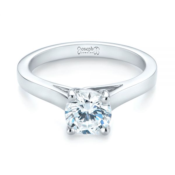 18k White Gold Solitaire Diamond Engagement Ring - Flat View -  104174