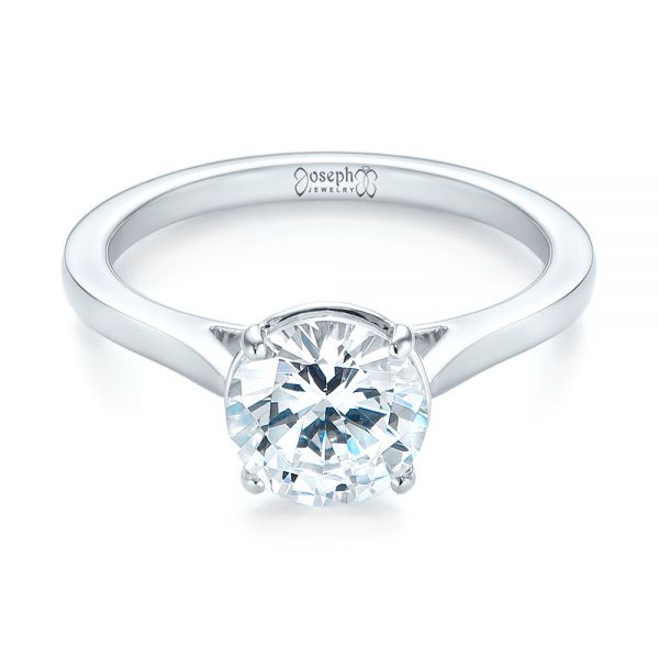 14k White Gold Solitaire Diamond Engagement Ring - Flat View -  104209