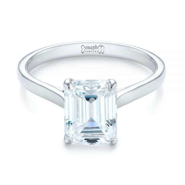 14k White Gold Solitaire Diamond Engagement Ring - Flat View - 104210