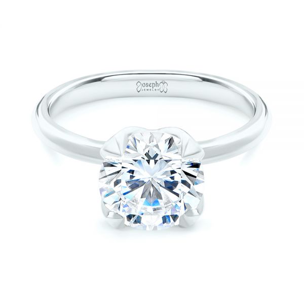18k White Gold 18k White Gold Solitaire Diamond Engagement Ring - Flat View -  107132