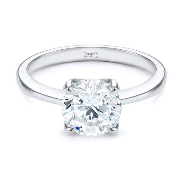 14k White Gold 14k White Gold Solitaire Diamond Engagement Ring - Flat View -  107133