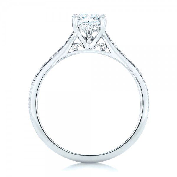 18k White Gold Solitaire Diamond Engagement Ring - Front View -  102195