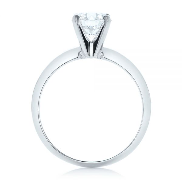 14k White Gold Solitaire Diamond Engagement Ring - Front View -  103141