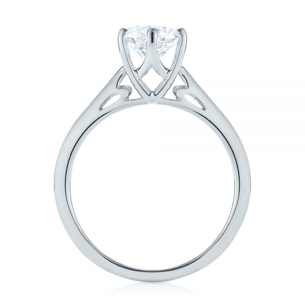 18k White Gold Solitaire Diamond Engagement Ring - Front View -  104120