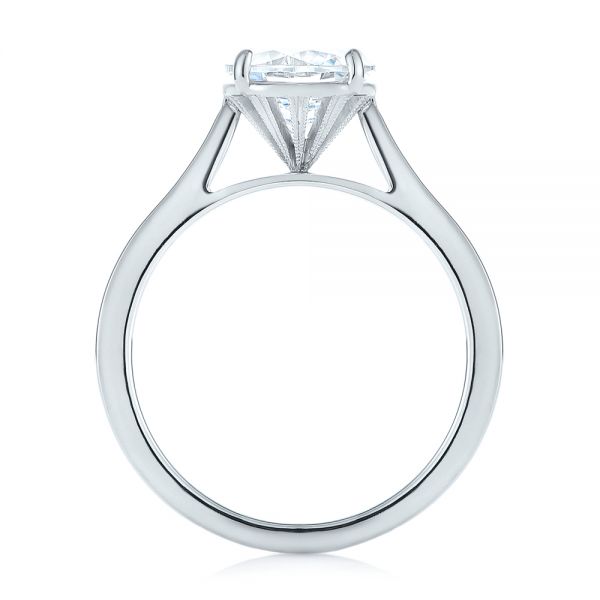 14k White Gold Solitaire Diamond Engagement Ring - Front View -  104209