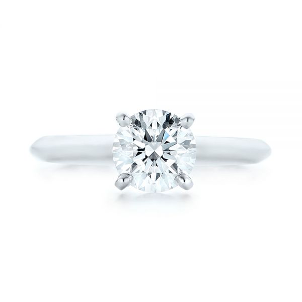 18k White Gold 18k White Gold Solitaire Diamond Engagement Ring - Top View -  103141