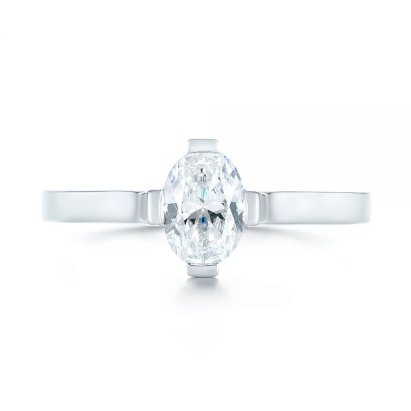 18k White Gold Solitaire Diamond Engagement Ring - Top View -  103274