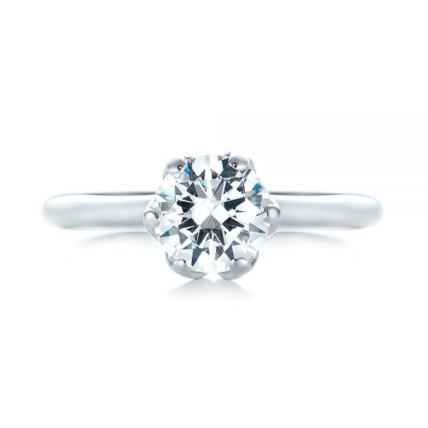 18k White Gold 18k White Gold Solitaire Diamond Engagement Ring - Top View -  103296