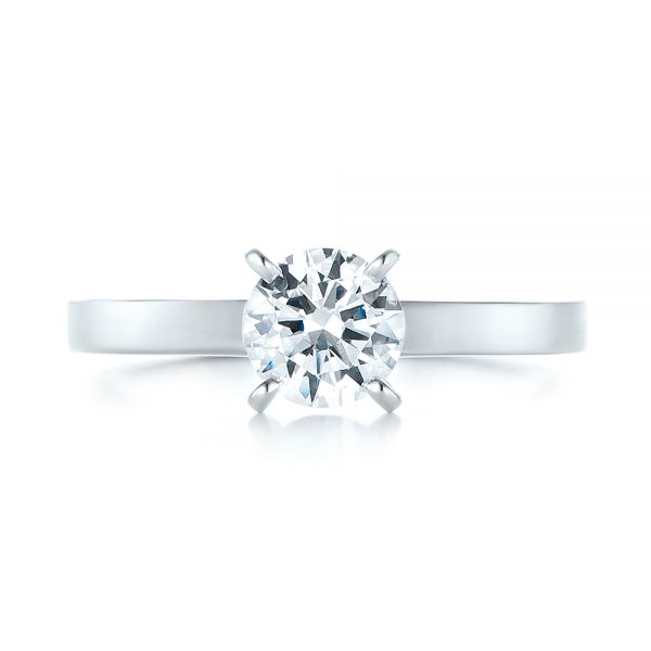 14k White Gold Solitaire Diamond Engagement Ring - Top View -  103421