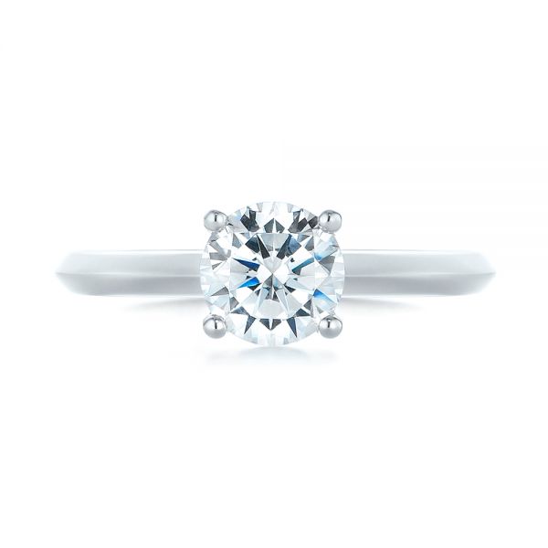 18k White Gold Solitaire Diamond Engagement Ring - Top View -  103987