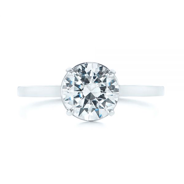 14k White Gold 14k White Gold Solitaire Diamond Engagement Ring - Top View - 104008