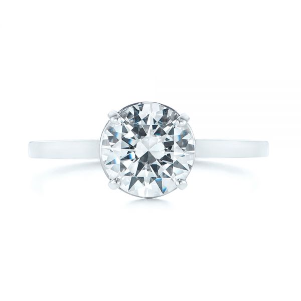 14k White Gold 14k White Gold Solitaire Diamond Engagement Ring - Top View -  104008