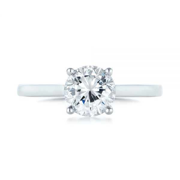 18k White Gold Solitaire Diamond Engagement Ring - Top View -  104087