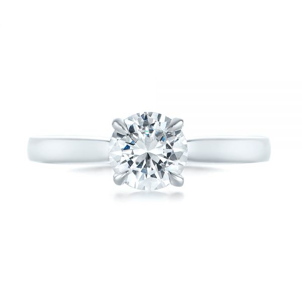 14k White Gold Solitaire Diamond Engagement Ring - Top View -  104090