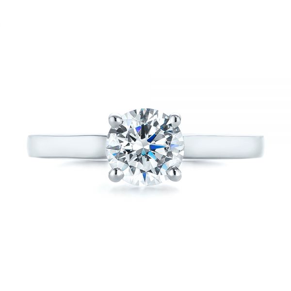 18k White Gold Solitaire Diamond Engagement Ring - Top View -  104116