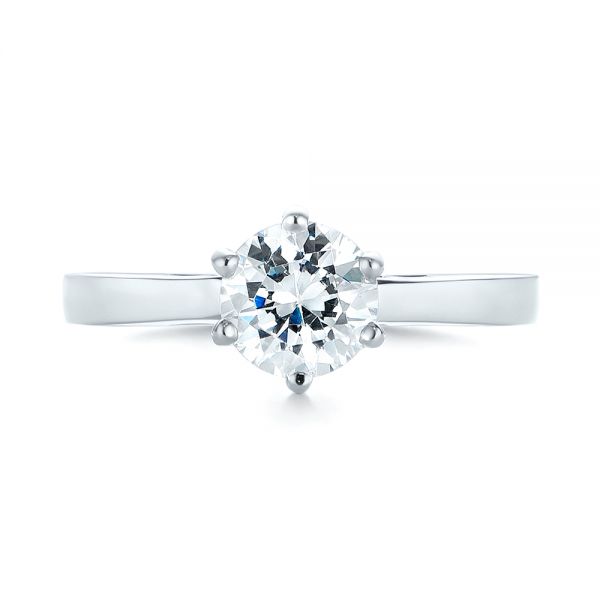 18k White Gold Solitaire Diamond Engagement Ring - Top View -  104120