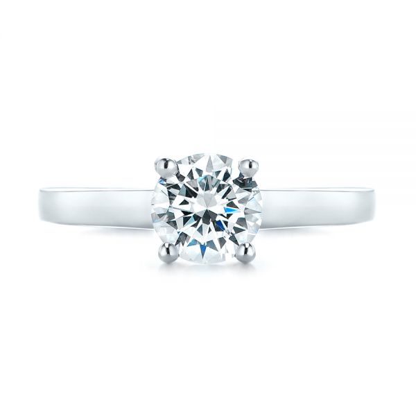 18k White Gold Solitaire Diamond Engagement Ring - Top View -  104174