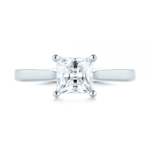 14k White Gold Solitaire Diamond Engagement Ring - Top View - 104180