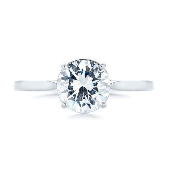 14k White Gold Solitaire Diamond Engagement Ring - Top View -  104209
