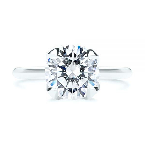 18k White Gold 18k White Gold Solitaire Diamond Engagement Ring - Top View -  107132
