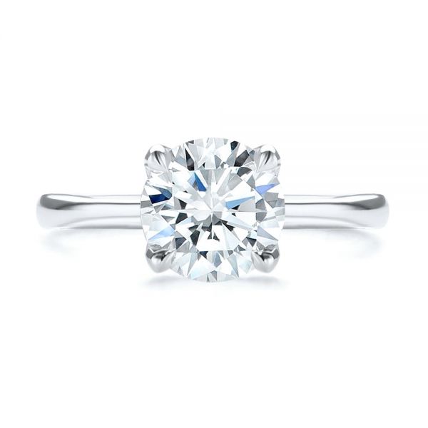 18k White Gold 18k White Gold Solitaire Diamond Engagement Ring - Top View -  107133