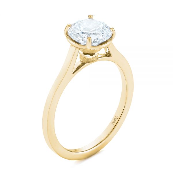 18k Yellow Gold 18k Yellow Gold Solitaire Diamond Engagement Ring - Three-Quarter View -  104008